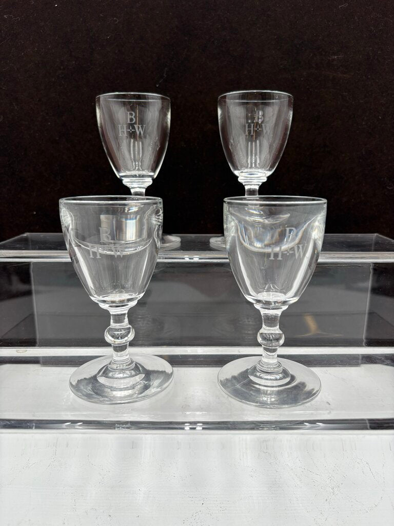 Stuben Glass Signed & Monogrammed Crystal Cordial Set (4Pcs)