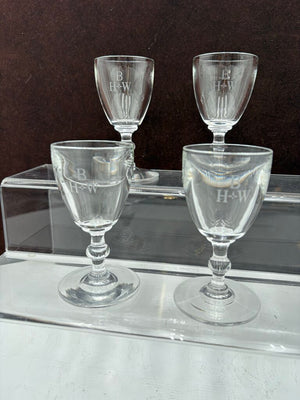 Stuben Glass Signed & Monogrammed Crystal Cordial Set (4Pcs)
