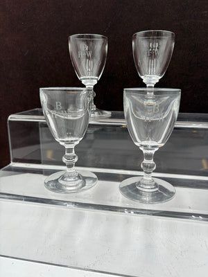 Stuben Glass Signed & Monogrammed Crystal Cordial Set (4Pcs)