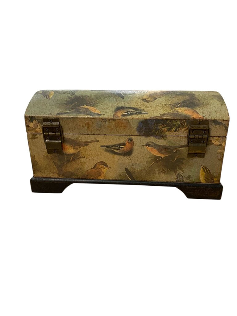 Decoupage Songbird Wooden Keepsake Chest 11.75x6x6"
