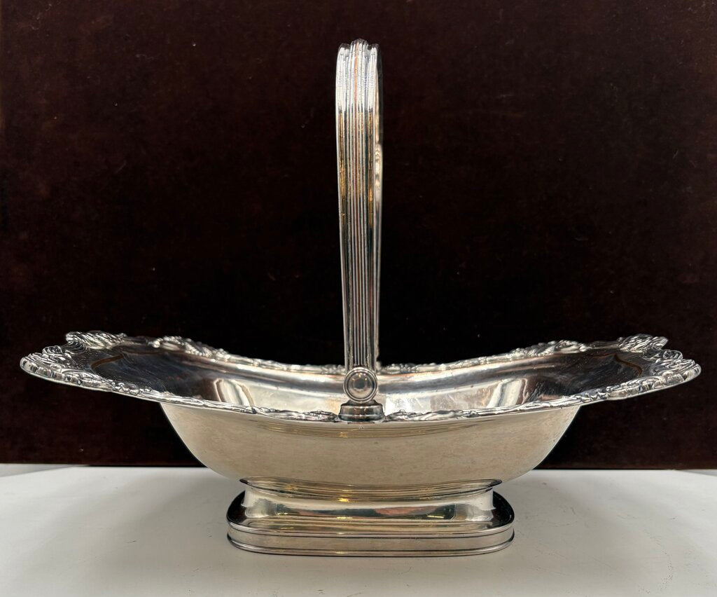 Polished Nickel Plated Copper Footed Swing Arm Serving Basket