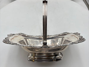 Polished Nickel Plated Copper Footed Swing Arm Serving Basket