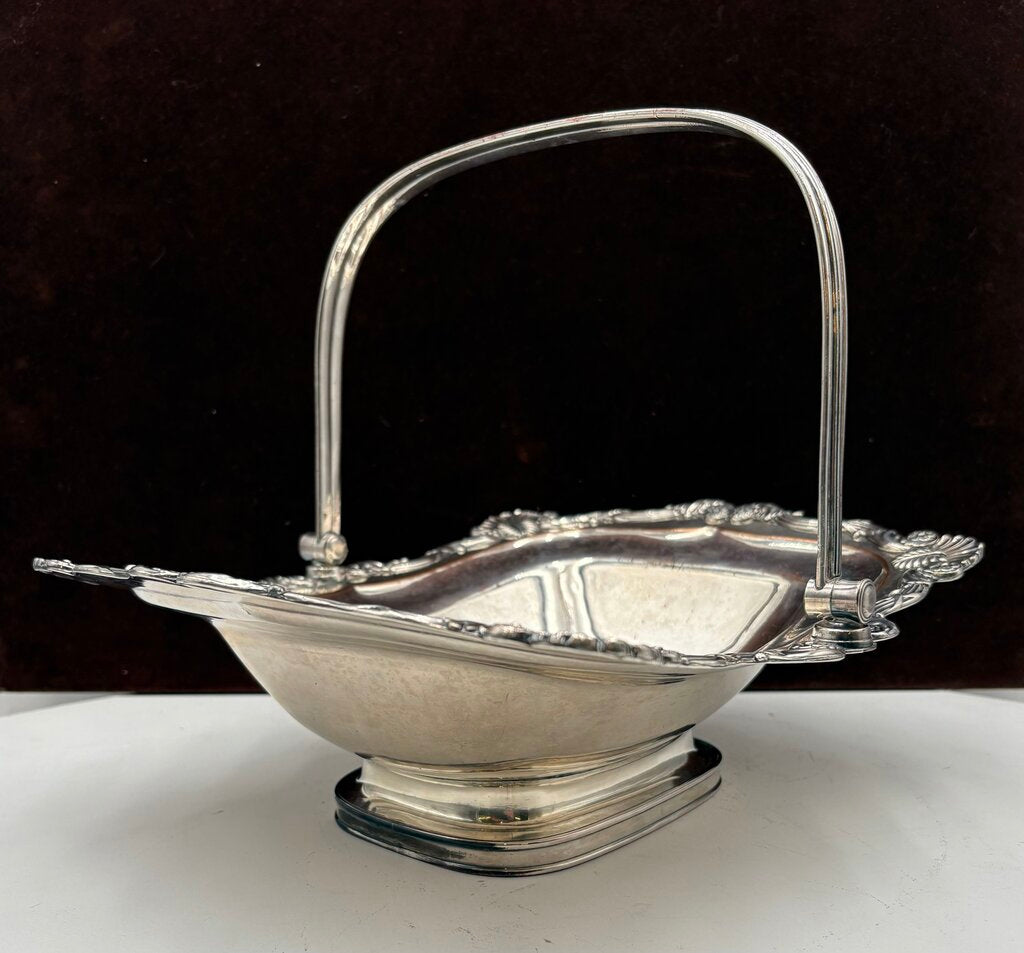 Polished Nickel Plated Copper Footed Swing Arm Serving Basket
