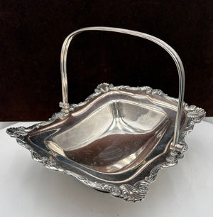 Polished Nickel Plated Copper Footed Swing Arm Serving Basket