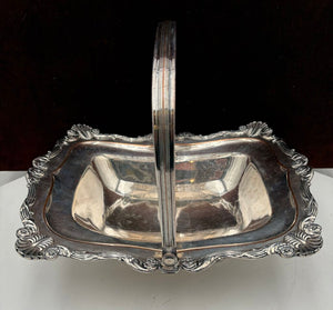 Polished Nickel Plated Copper Footed Swing Arm Serving Basket