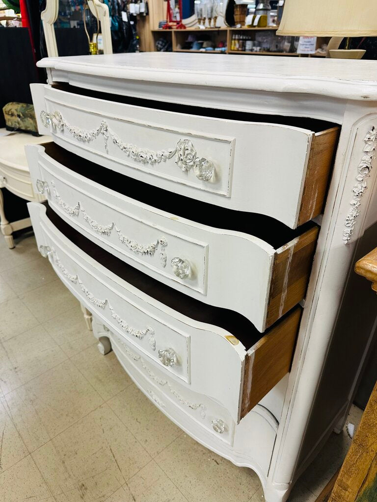 White Pearl French 5 Drawer Dresser 39x20x47