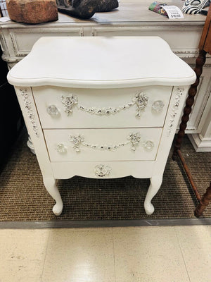 White Pearl French 2 Drawer Nightstand 19x22x29
