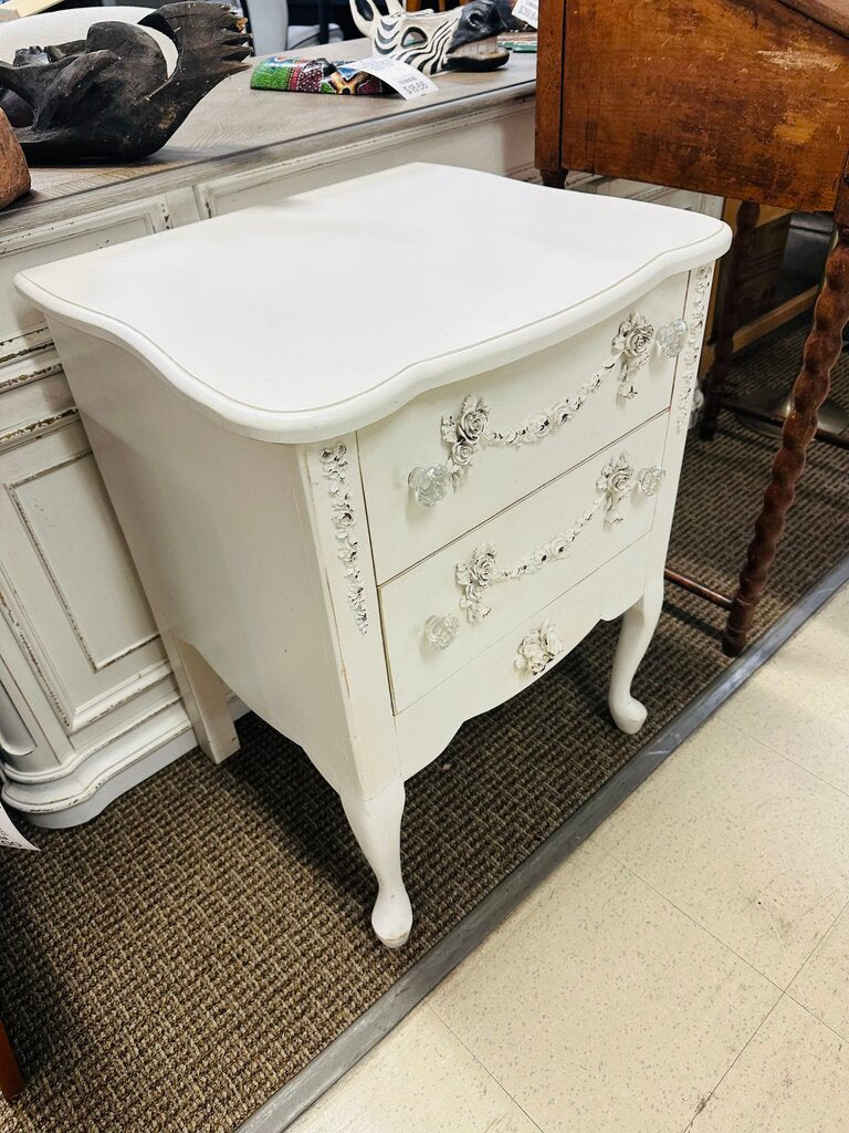 White Pearl French 2 Drawer Nightstand 19x22x29