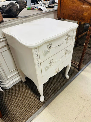 White Pearl French 2 Drawer Nightstand 19x22x29