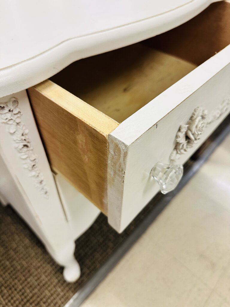 White Pearl French 2 Drawer Nightstand 19x22x29