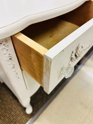 White Pearl French 2 Drawer Nightstand 19x22x29