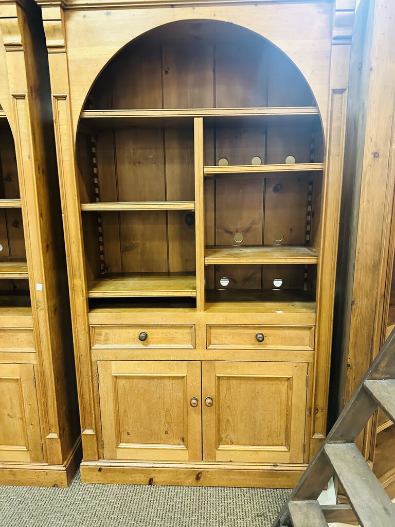 Pine Open Front Bookcase Cabinet 48x19x90