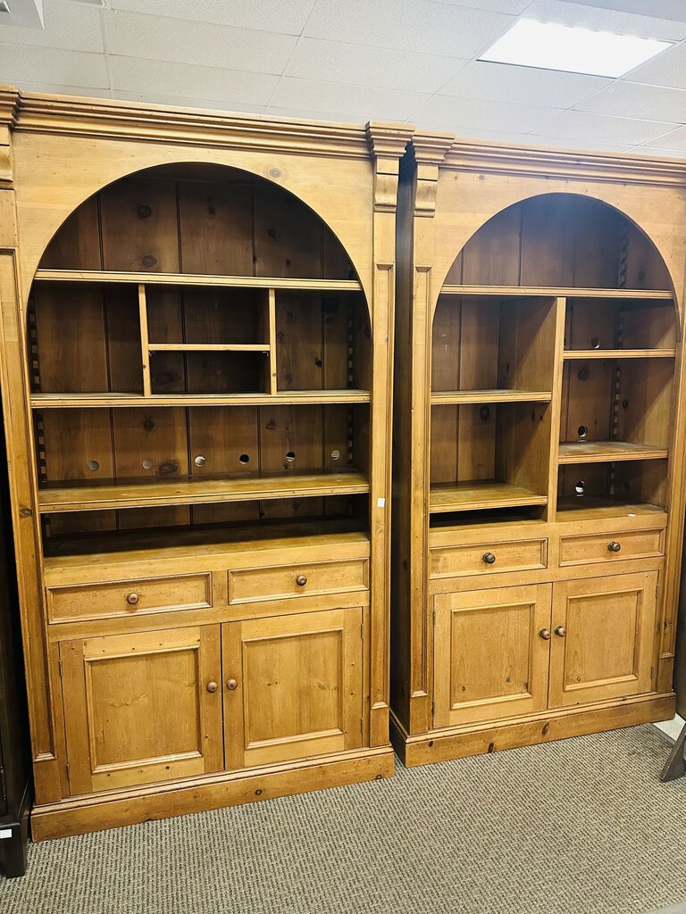 Pine Open Front Bookcase Cabinet 48x19x90