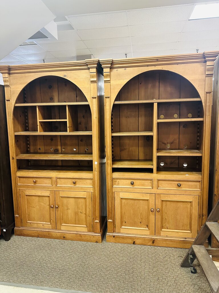 Pine Open Front Bookcase Cabinet 48x19x90