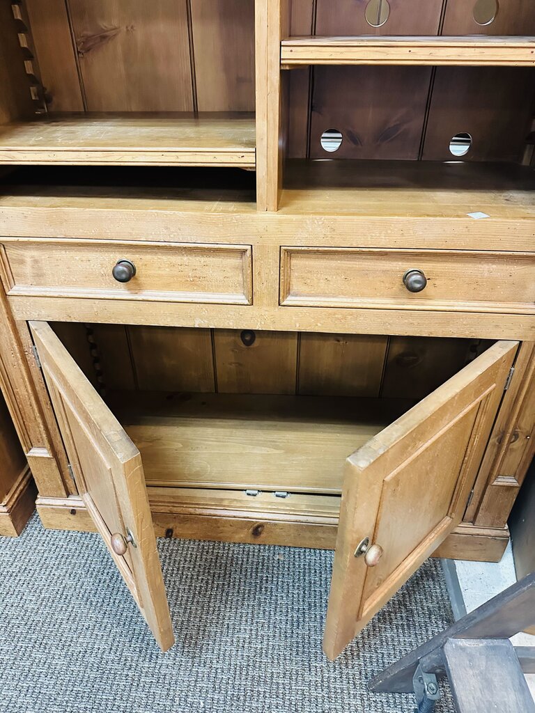 Pine Open Front Bookcase Cabinet 48x19x90