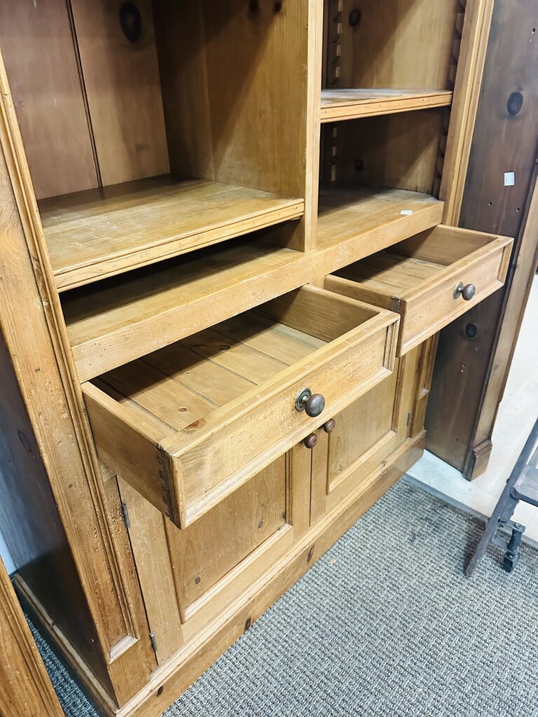 Pine Open Front Bookcase Cabinet 48x19x90