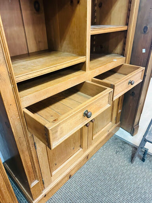 Pine Open Front Bookcase Cabinet 48x19x90
