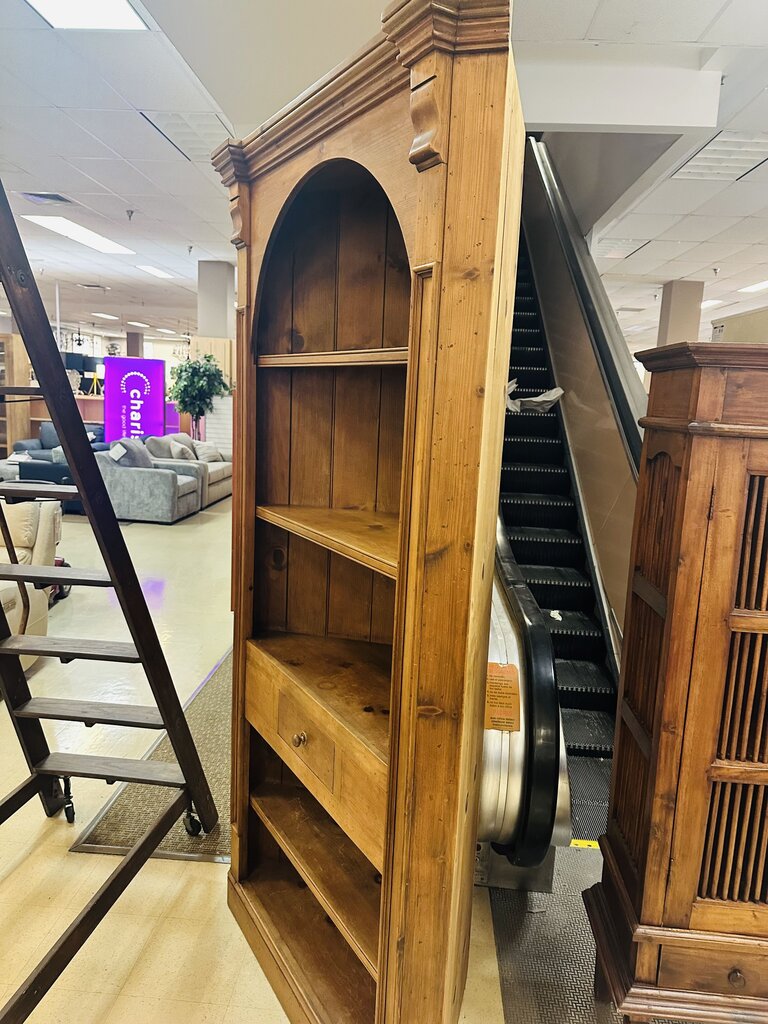 Pine Arched Corner Open Bookcase 39x15x90