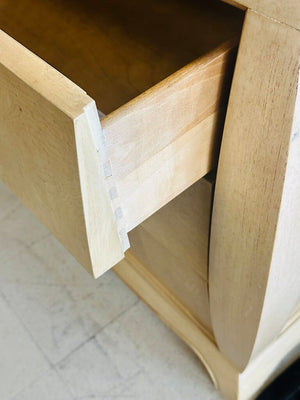 Century French Burl 9 Drawer Dresser + Mirror (dresser 74x19x33)