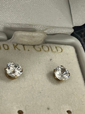10K Gold Cubic Zirconia Stud Earrings