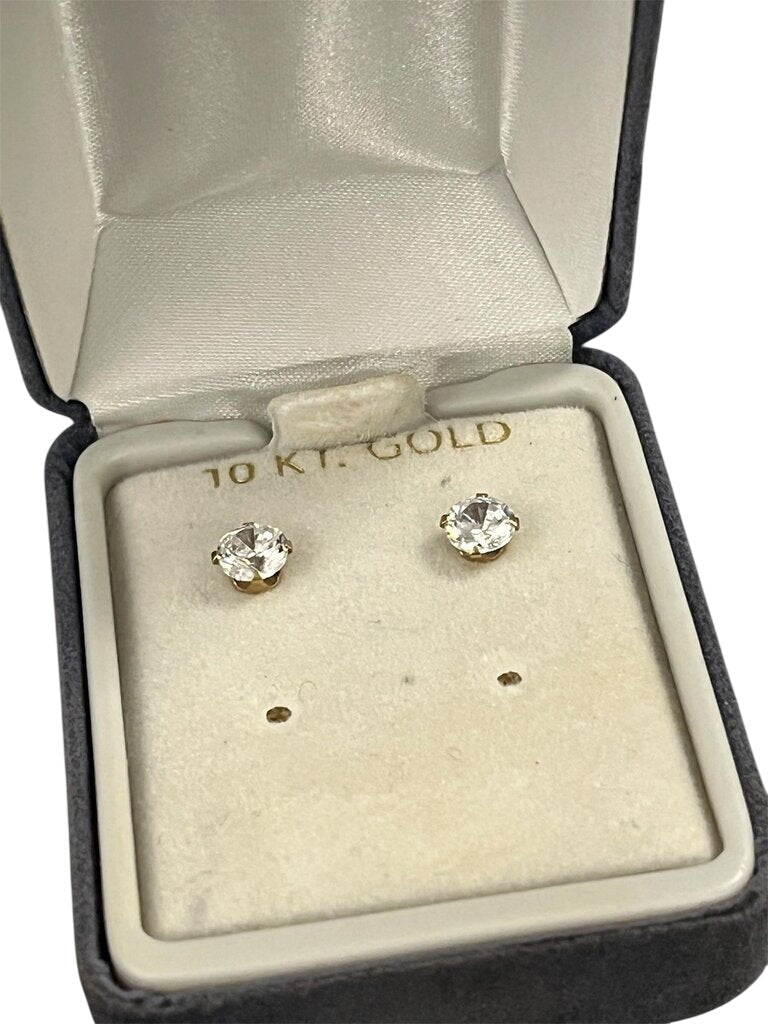 10K Gold Cubic Zirconia Stud Earrings by Miss Daisy's Consignment & Auction House
