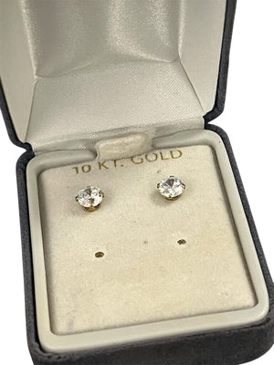 10K Gold Cubic Zirconia Stud Earrings by Miss Daisy's Consignment & Auction House