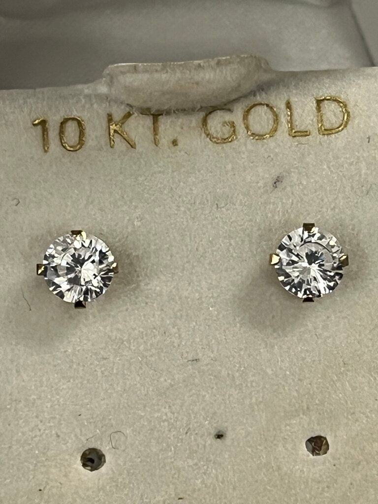 10K Gold Cubic Zirconia Stud Earrings