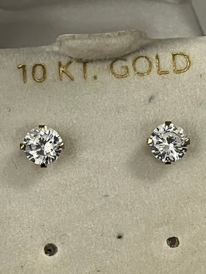 10K Gold Cubic Zirconia Stud Earrings