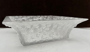 Rene Lalique Roses Square Crystal Bowl 9.6"