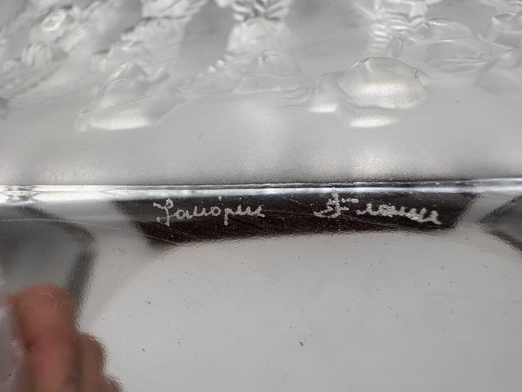 Rene Lalique Roses Square Crystal Bowl 9.6"
