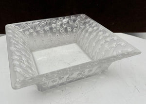 Rene Lalique Roses Square Crystal Bowl 9.6"
