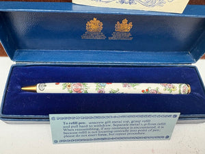 Halcyon Days English Enamel Floral Pen in Original Box (Not Working)