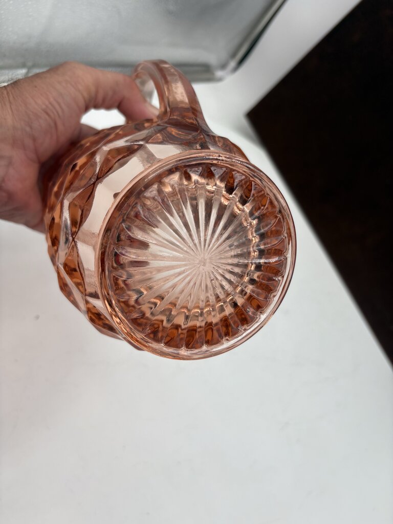 Vintage Peach Cubist American Whitehall Glass Pitcher 2Qt