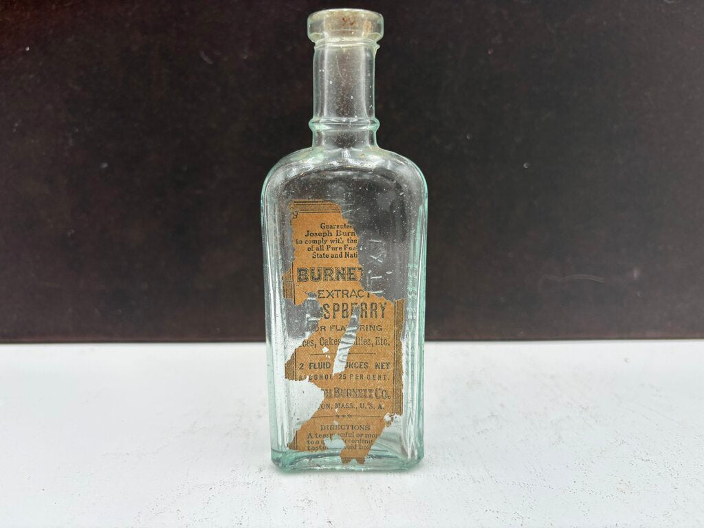 Vintage Burnett's Flavor Extracts Clear Bottle 5.5"