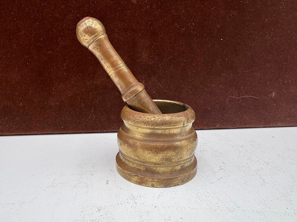 Vintage Mini Brass Mortar & Pestle Set (2Pcs)