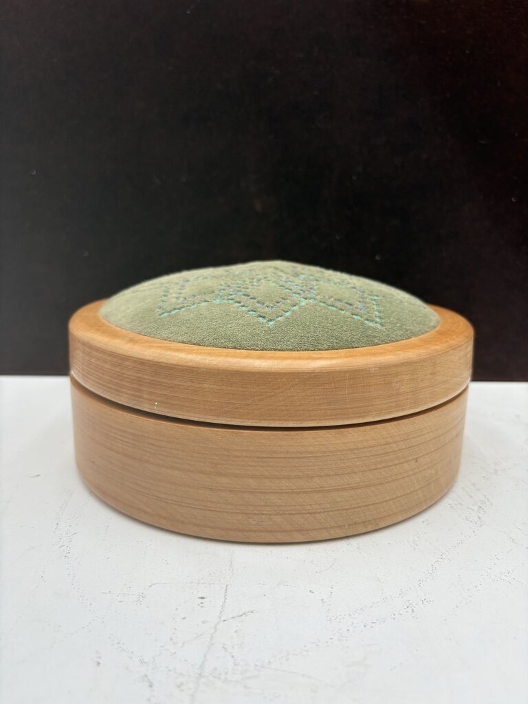 Figured Maple Pin Cushion Swivel Top Sewing Box