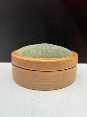 Figured Maple Pin Cushion Swivel Top Sewing Box