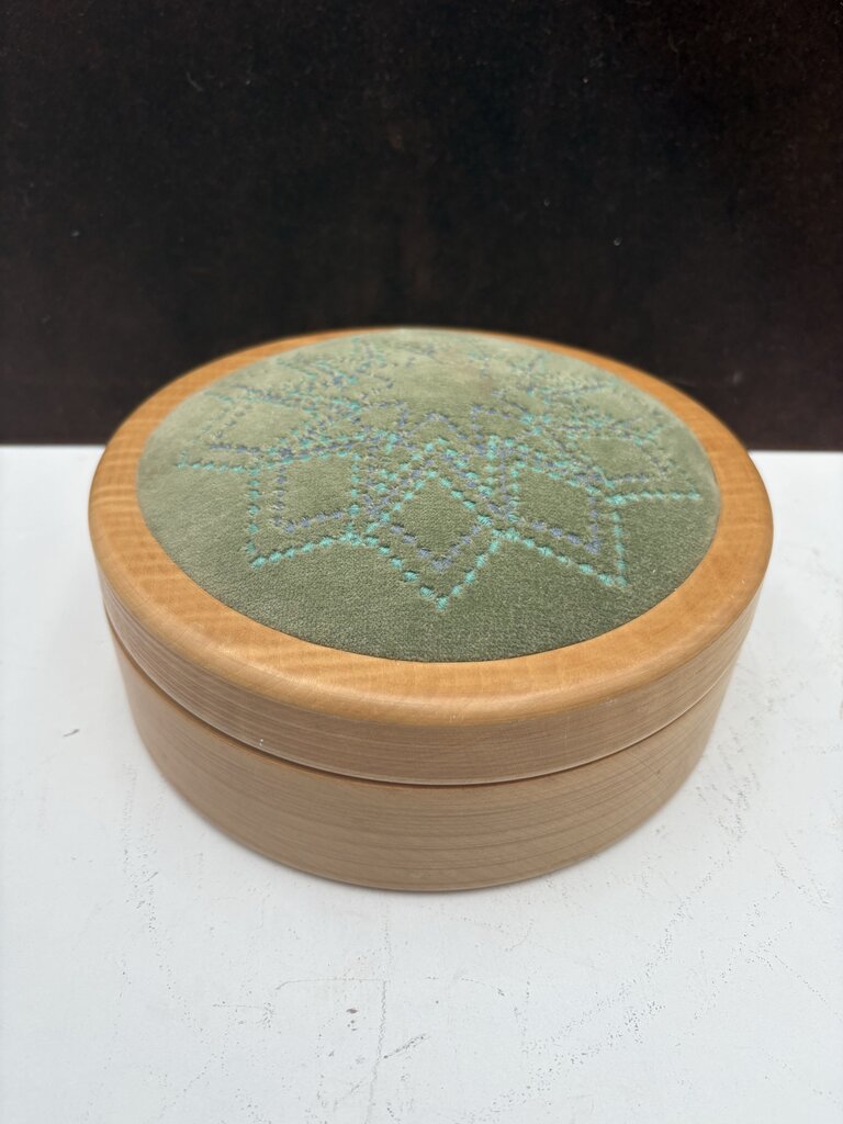 Figured Maple Pin Cushion Swivel Top Sewing Box