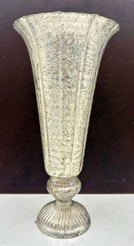 Silver Distress Tin Lita Vase 14"