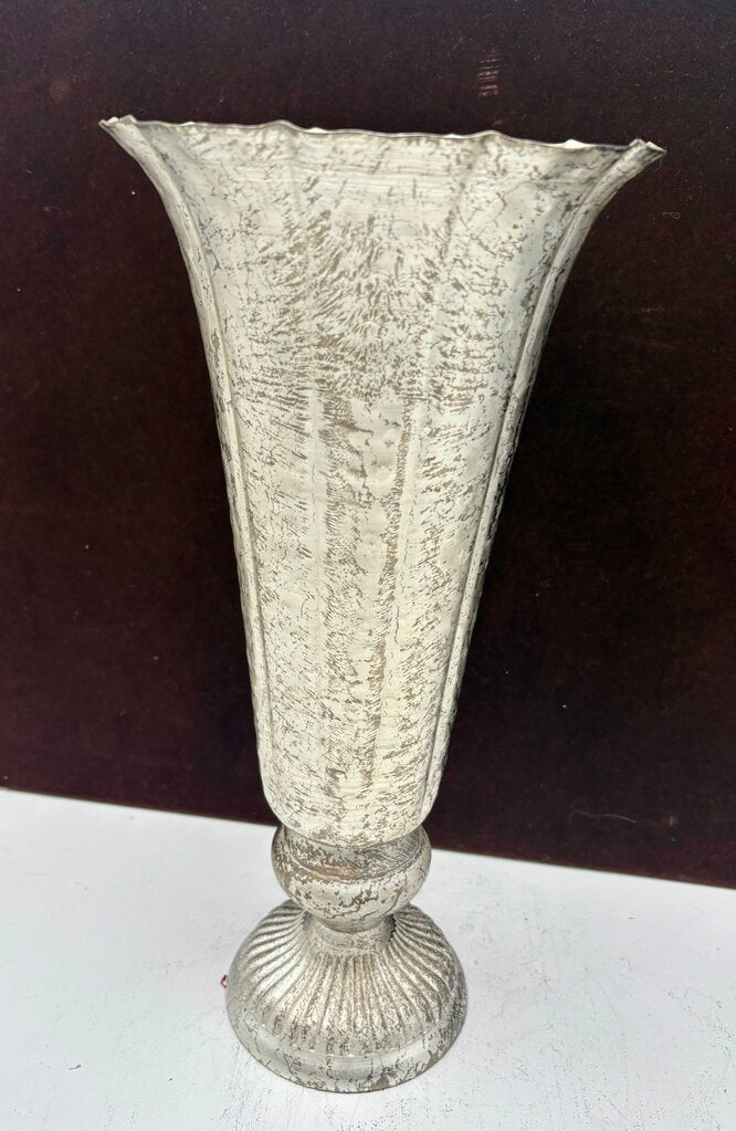 Silver Distress Tin Lita Vase 14"