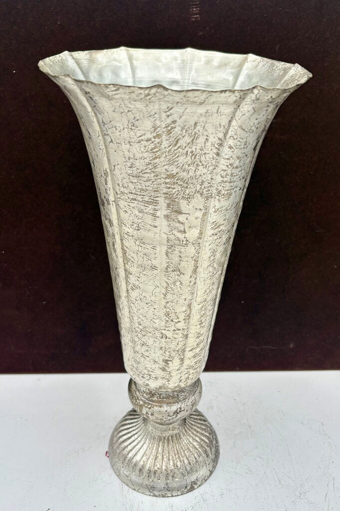 Silver Distress Tin Lita Vase 14"