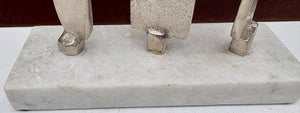 Remus Style Abstract Cast Nickel Sculpture on White Granite Base15"
