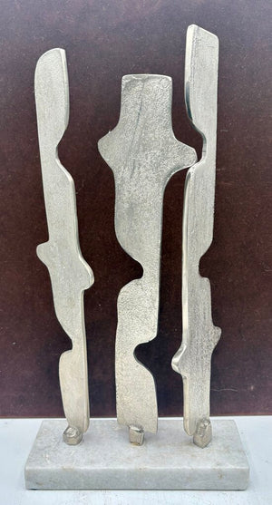 Remus Style Abstract Cast Nickel Sculpture on White Granite Base15"