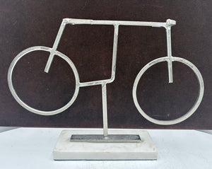 Stainless Steel Bicycle Sculpture on White Granite Base 9"
