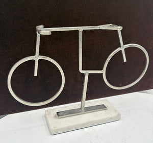 Stainless Steel Bicycle Sculpture on White Granite Base 9"