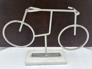 Stainless Steel Bicycle Sculpture on White Granite Base 9"