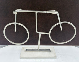 Stainless Steel Bicycle Sculpture on White Granite Base 9"