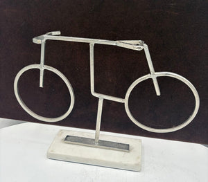 Stainless Steel Bicycle Sculpture on White Granite Base 9"