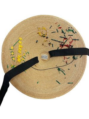 VTG Edith Nice La Capeline Nicoise Straw Hat (damage to tie)