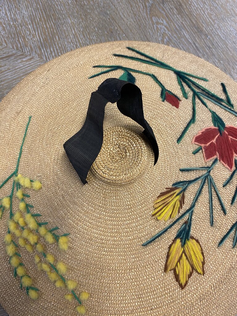 VTG Edith Nice La Capeline Nicoise Straw Hat (damage to tie)